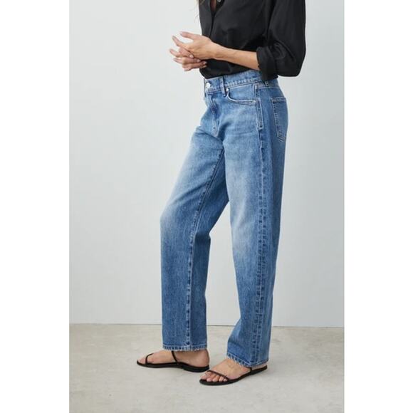 AYR Denim - AYR Jeans The Getup Barrel Bow Leg Straight Stretch Denim Blue High Rise Size 24